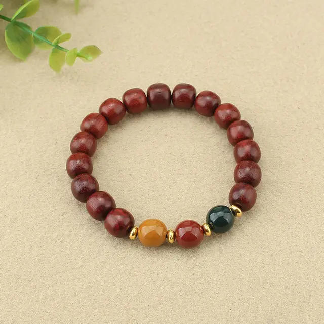 Retro African Blackwood Bracelet Rosary Old Barrel Beads 7703Color - Shop at LoveMi