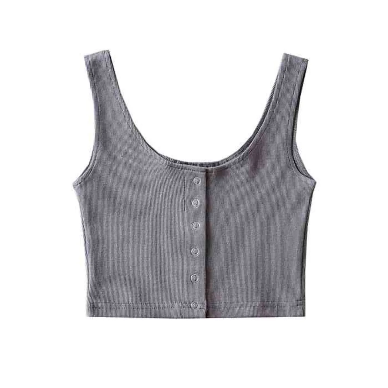 Threaded Elastic Vest Women's Top - Grey