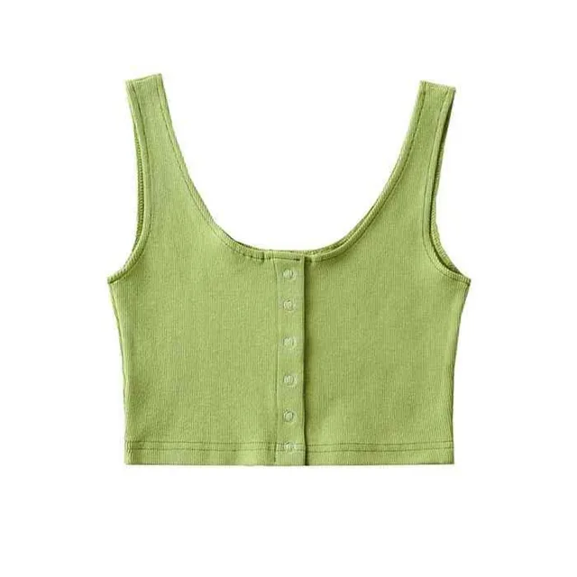 Threaded Elastic Vest Women's Top Olive Green - Shop at LoveMi