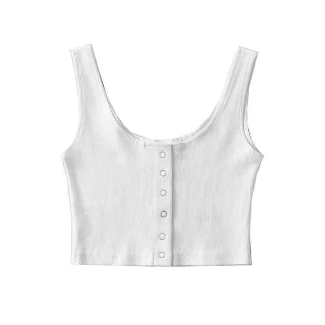 Threaded Elastic Vest Women's Top White - Shop at LoveMi