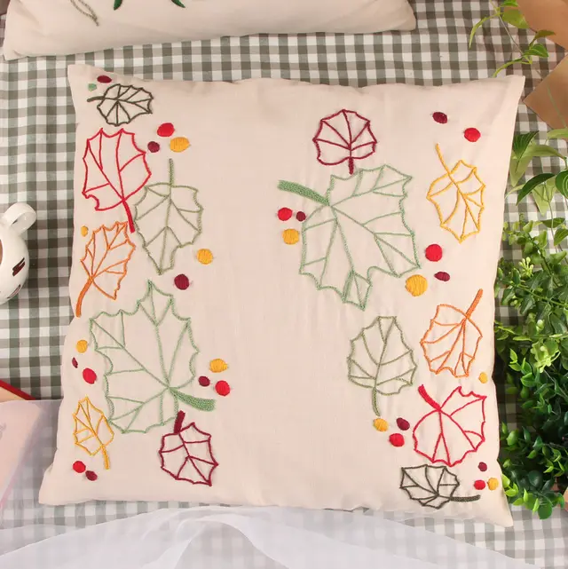 Original Diy Handmade Embroidery Material Package Pillow Cover Maple Harvest - Shop at LoveMi