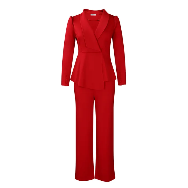 Women's New Fashion Graceful Personality Elegant Suit Wine Red - Shop at LoveMi