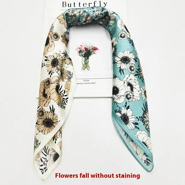 Versatile Professional Business Stewardess Bank Square Towel Flowers Fall Without Dyeing - Shop at LoveMi