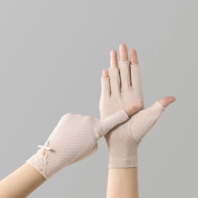 Cycling And Driving Anti-slip Touch Screen UV Protection Sun Protection Gloves - Apricot - View 1