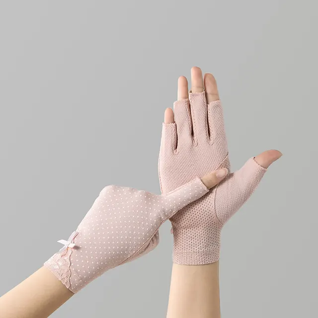 Cycling And Driving Anti slip Touch Screen UV Protection Sun Protection Gloves Light Pink - Shop at LoveMi