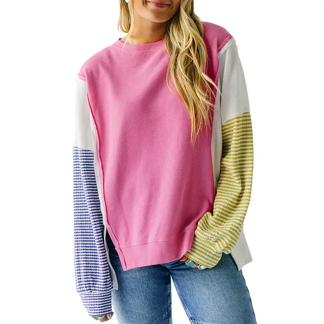 Autumn New Round neck Pullover Women's Color Matching Long Sleeve Lc25129357P406 - Shop at LoveMi