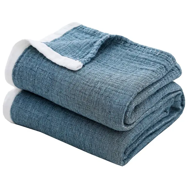 Towel Blanket Classic Plain Color All Cotton Gauze Blue - Shop at LoveMi