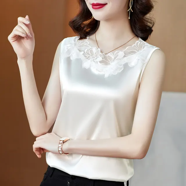 Lace V neck Sling Vest Women White - Shop at LoveMi