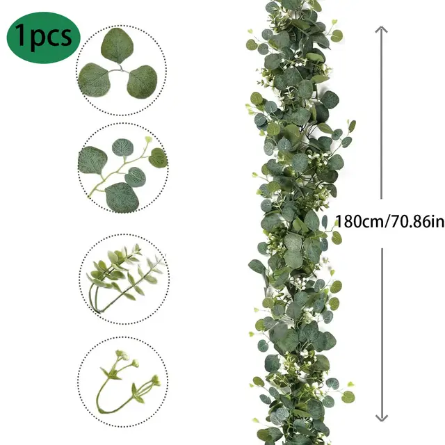 Artificial Winding Vine Leaf Rattan Home Decoration Eucalyptus Leaves White Starry Plant 180Cm Apple Leaf Bud Rattan - Shop at LoveMi