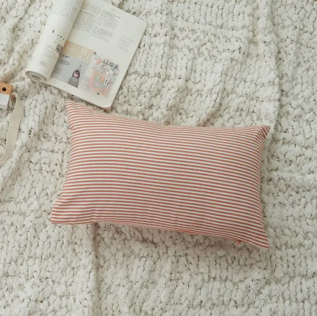 Polyester Cotton Plaid Striped Solid Color Pillow Cover Striped 30X50 - Shop at LoveMi