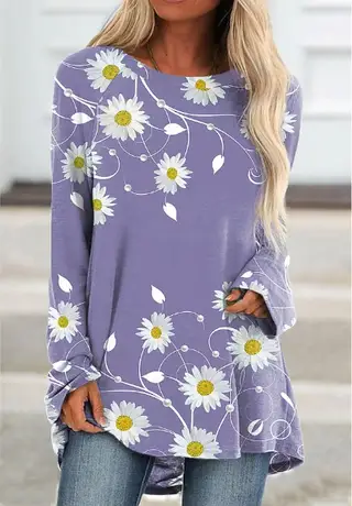 New Flower Small Chrysanthemum Irregular Top - Dp308633