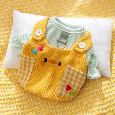 Autumn And Winter Dog Small Animal Two legged Overalls Suit Lok Yellow Chick - Shop at LoveMi