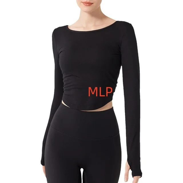 Women's Long Sleeve Color Loose Sports Top Black - Shop at LoveMi