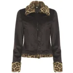 Retro Wild Leopard Fur Patchwork Pocket Jacket - Brown