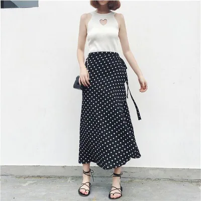 Women's Chiffon One piece Sun proof Beach Dress Black Polka Dot - Shop at LoveMi