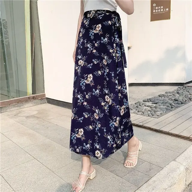 Women's Chiffon One piece Sun proof Beach Dress Blue Background Daisy - Shop at LoveMi