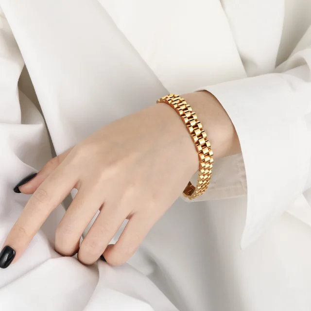 Niche Cuban Watch Chain Bracelet Women's Fashion Personality All matching Gold Style 20Cm - Shop at LoveMi