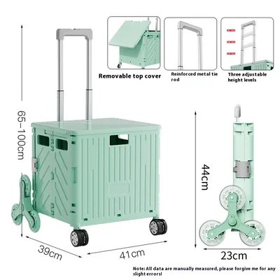 Shopping And Shopping Foldable Household Small Trailer Portable Express Trolley Green 8 Wheels Large - Shop at LoveMi
