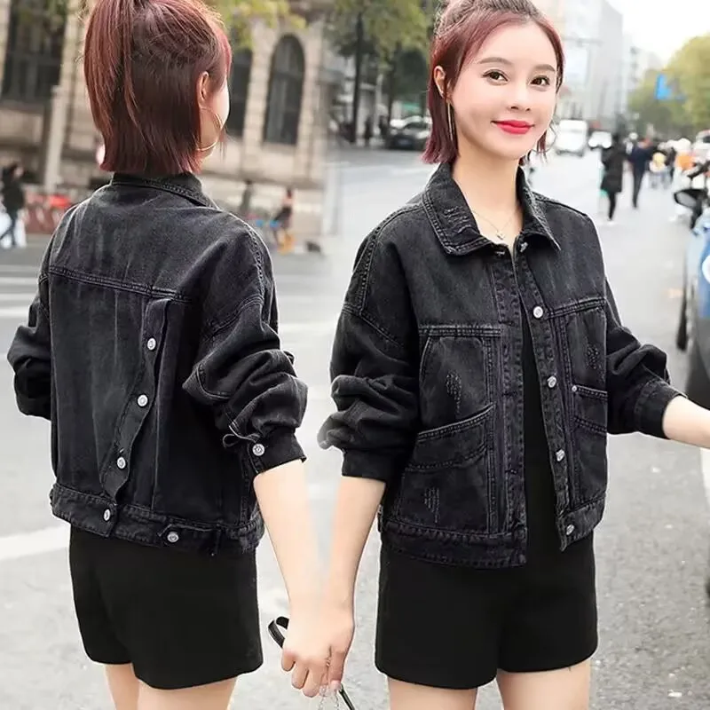 Heavy Industry Beads Short Denim Coat Women's Slimming - 502 Back Slit Model - View 1