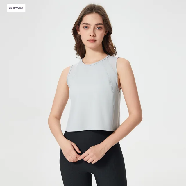Solid Color Yoga Clothes Without Chest Pad Workout Sleeveless Vest Galactic Gray New - Shop at LoveMi