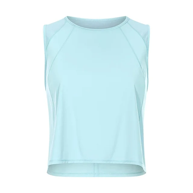 Solid Color Yoga Clothes Without Chest Pad Workout Sleeveless Vest Ice Crushing Blue - Shop at LoveMi