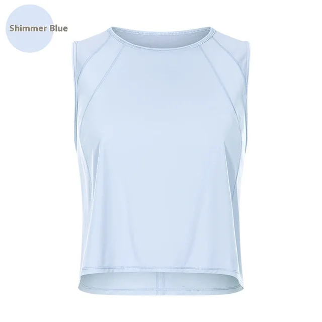 Solid Color Yoga Clothes Without Chest Pad Workout Sleeveless Vest Light Blue - Shop at LoveMi