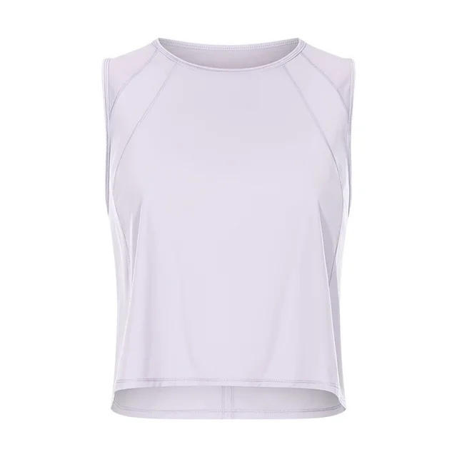 Solid Color Yoga Clothes Without Chest Pad Workout Sleeveless Vest Light Purple White - Shop at LoveMi