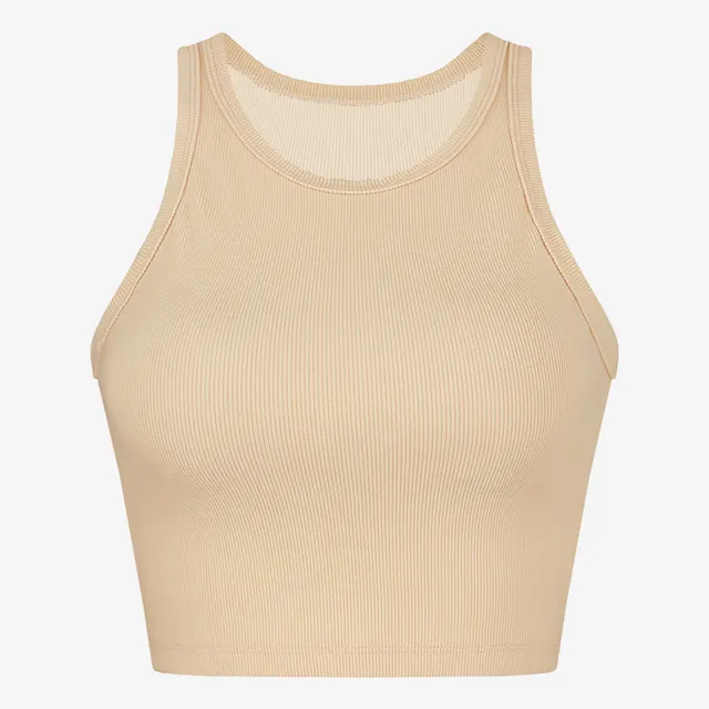 Spring And Summer New Exercise Small Vest Women With Chest Pad Light Yellow - Shop at LoveMi