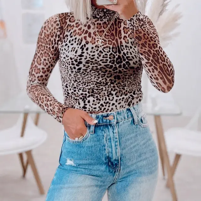 European And American Fashion & Trend Leopard Print Jumpsuit Top For Women Brown - Shop at LoveMi
