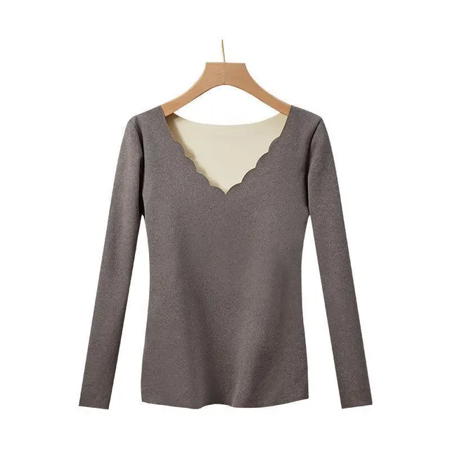 Autumn And Winter Traceless Thermal Warm Top For Women Gray - Shop at LoveMi