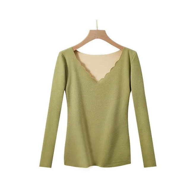 Autumn And Winter Traceless Thermal Warm Top For Women Green - Shop at LoveMi