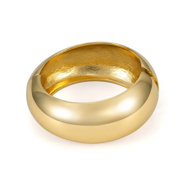 Simple Wide Asymmetric Round Open Bracelet Gold - Shop at LoveMi