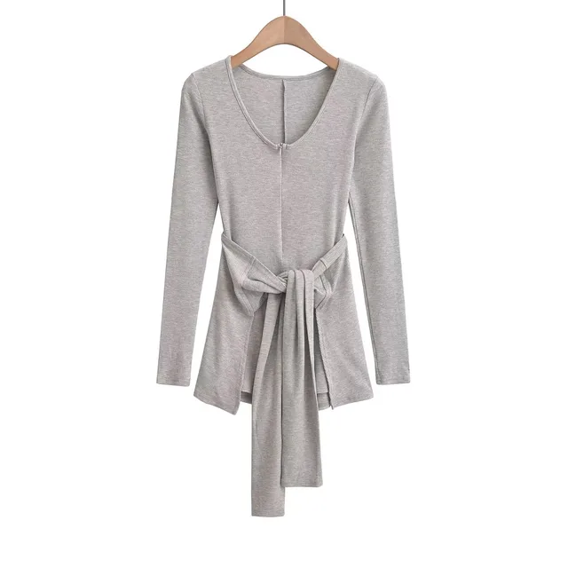 Women's Waist Strap Two piece Jumpsuit Light Gray - Shop at LoveMi