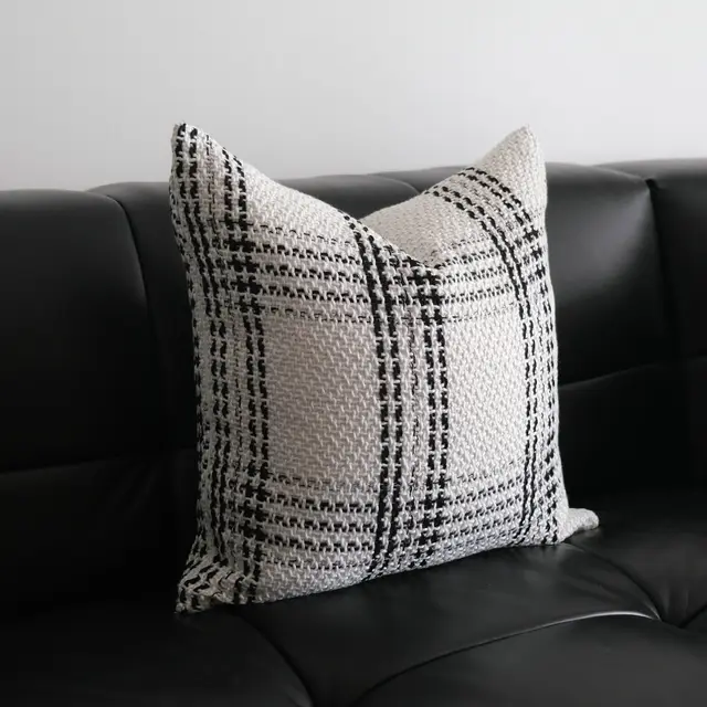 Modern Simple Coarse Knitted Chessboard Grid Throw Pillowcase White - Shop at LoveMi
