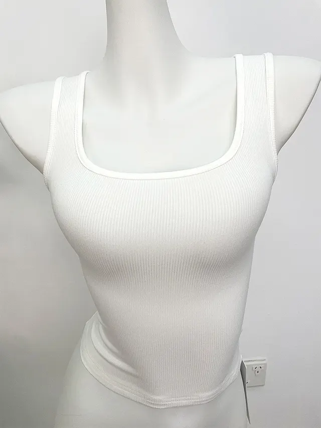 U neck Sports Vest Summer Slim Fit Solid Color Inner Wear Base White - Shop at LoveMi
