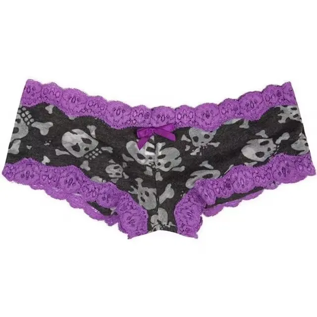 Skull Gothic Fashion Casual Shorts Purple - Shop at LoveMi