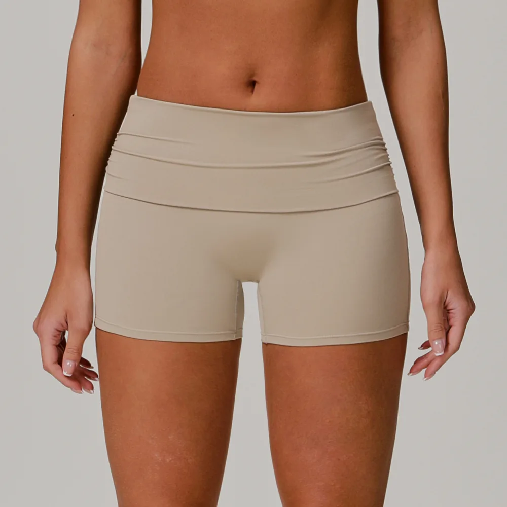 Fold High Waist Shorts Women's Cloud Tight Linen - Shop at LoveMi