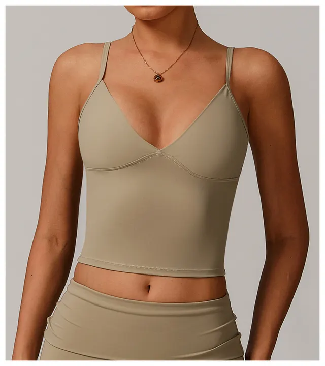 Tight Yoga Vest Casual Outdoor All matching Deep Khaki - Shop at LoveMi