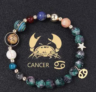 Natural Stone Twelve Constellations Bracelets Cut Hemp Stone Fashion - Cancer