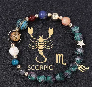 Natural Stone Twelve Constellations Bracelets Cut Hemp Stone Fashion - Scorpio
