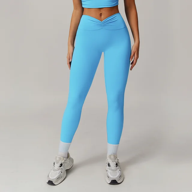 Nude Feel High Waist Hip Lift Yoga Bell bottom Pants Long Lake Green Blue - Shop at LoveMi