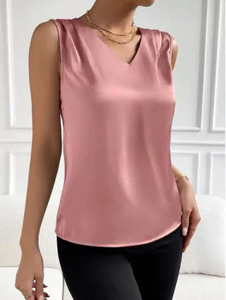 Women's Fashion Personalised Pure Satin Top - Pink