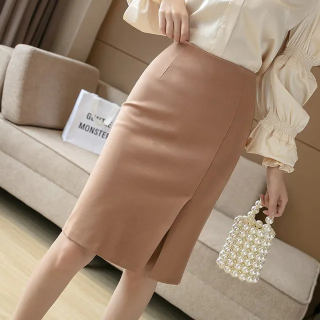 Versatile Stretch High Waist Sexy Slimming Hip Skirt Khaki - Shop at LoveMi