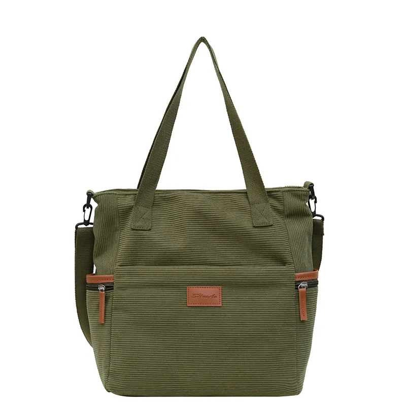 Fashion New Corduroy Tote Bag For Women Green - Shop at LoveMi