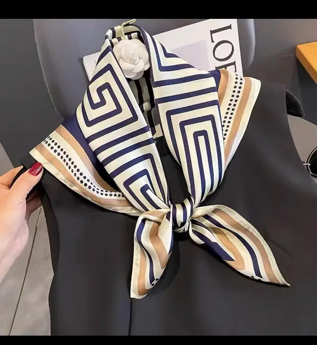 Black And White Striped Small Square Towel Silk Scarf Women's Headscarf Spring And Autumn Blue Stripes - Shop at LoveMi
