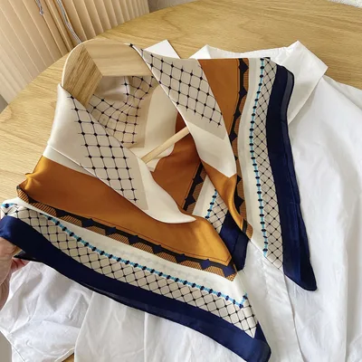 Black And White Striped Small Square Towel Silk Scarf Women's Headscarf Spring And Autumn Starry Sky Grid - Shop at LoveMi