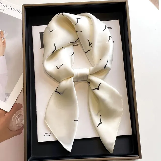 Black And White Striped Small Square Towel Silk Scarf Women's Headscarf Spring And Autumn White Seagull - Shop at LoveMi