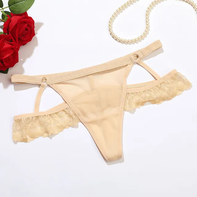 Sexy Women's T back Transparent Mesh Strap Skin Color - Shop at LoveMi