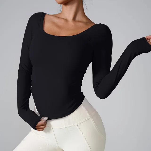 Sports Long Sleeve Skinny Yoga Clothes Women Black - Shop at LoveMi