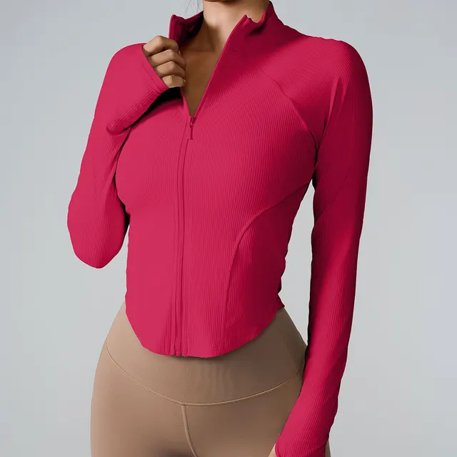 Naked Women sense Quick drying Running Belt Zipper Jacket Wild Berry Color - Shop at LoveMi